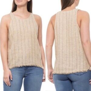 ANTHROPOLOGIE DREW TEAGAN LINEN BURLAP RAW HEM TANK TOP SIZE XS
